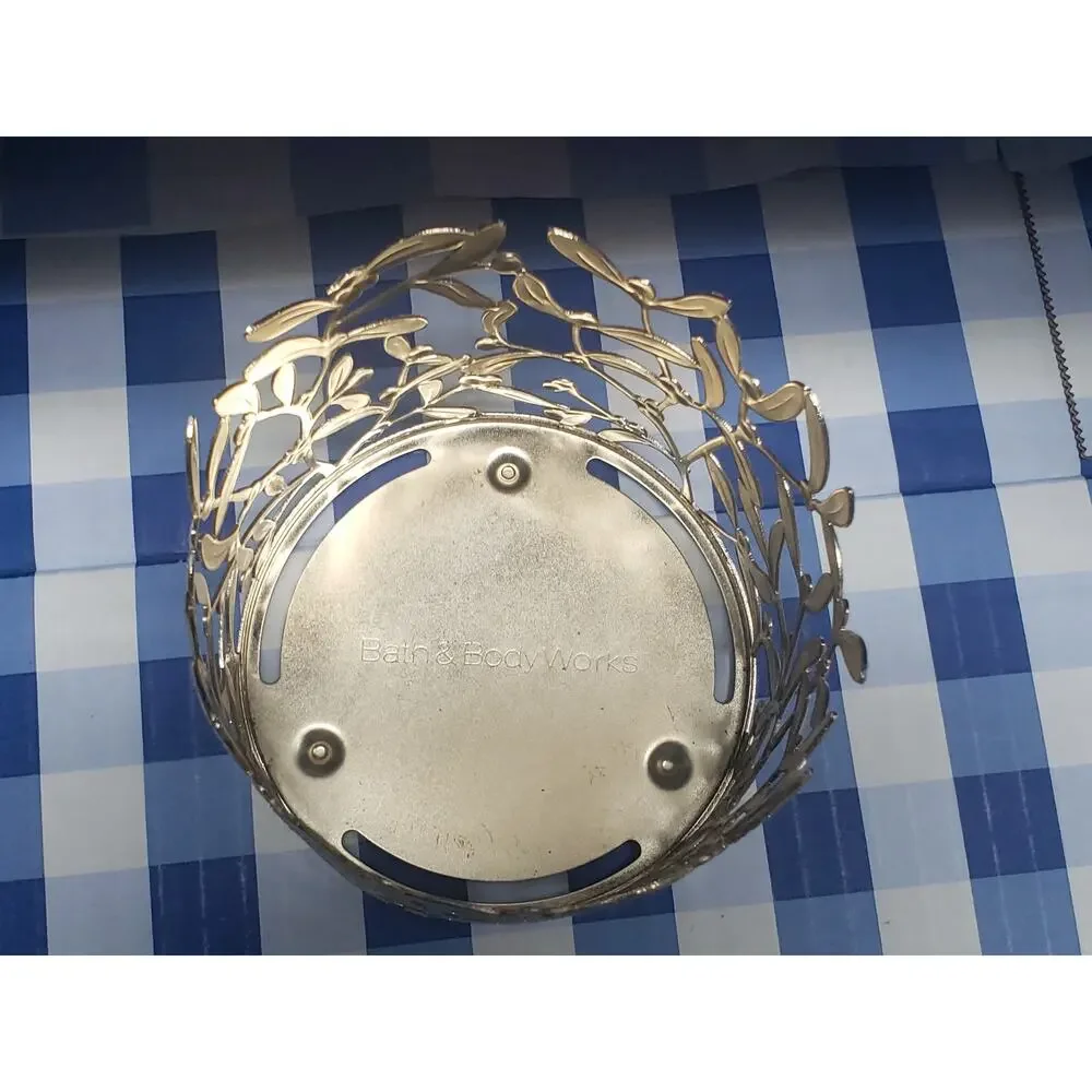 BBW Gold Glittery Wrapped Large 3 Wick Candle Holder Home Fragrance Decor